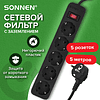Сетевой фильтр Sonnen SPB-505, 5 м, 5 розеток, черный - 9