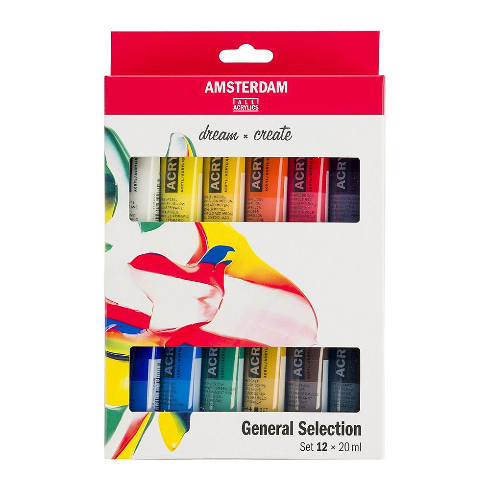Набор красок акриловых "Amsterdam", 12 цветов