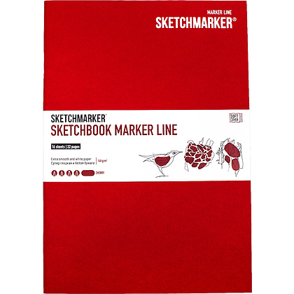 Скетчбук "Sketchmarker marker line", 14,8x21 см ,160 г/м2, 16 листов, вишневый