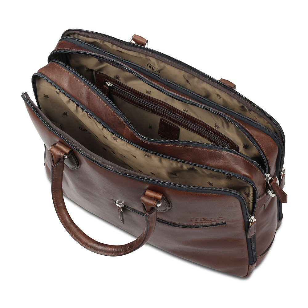 Портфель для документов "Don Valentino", кожа, коричневый - 5