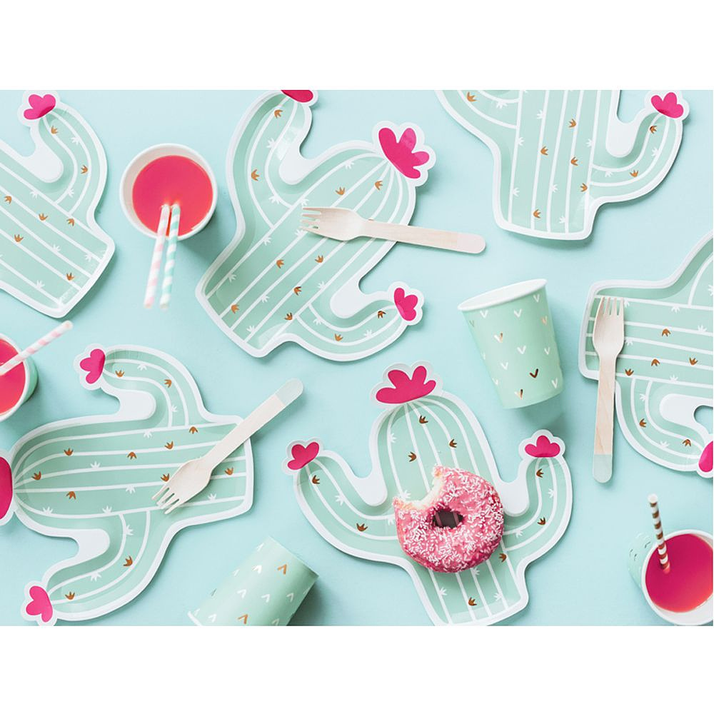 Тарелка бумажная "Кактус", 23х24 см, 6 шт, мятный - 3