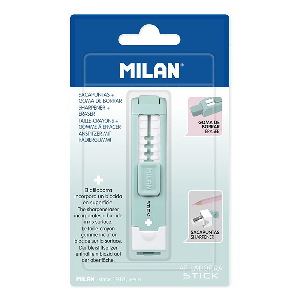 Ластик-точилка Milan "STICK +", зеленый