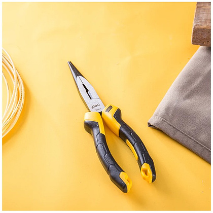 Длинногубцы Deli YS EDL2108Z, 200 мм., желтый, черный - 8