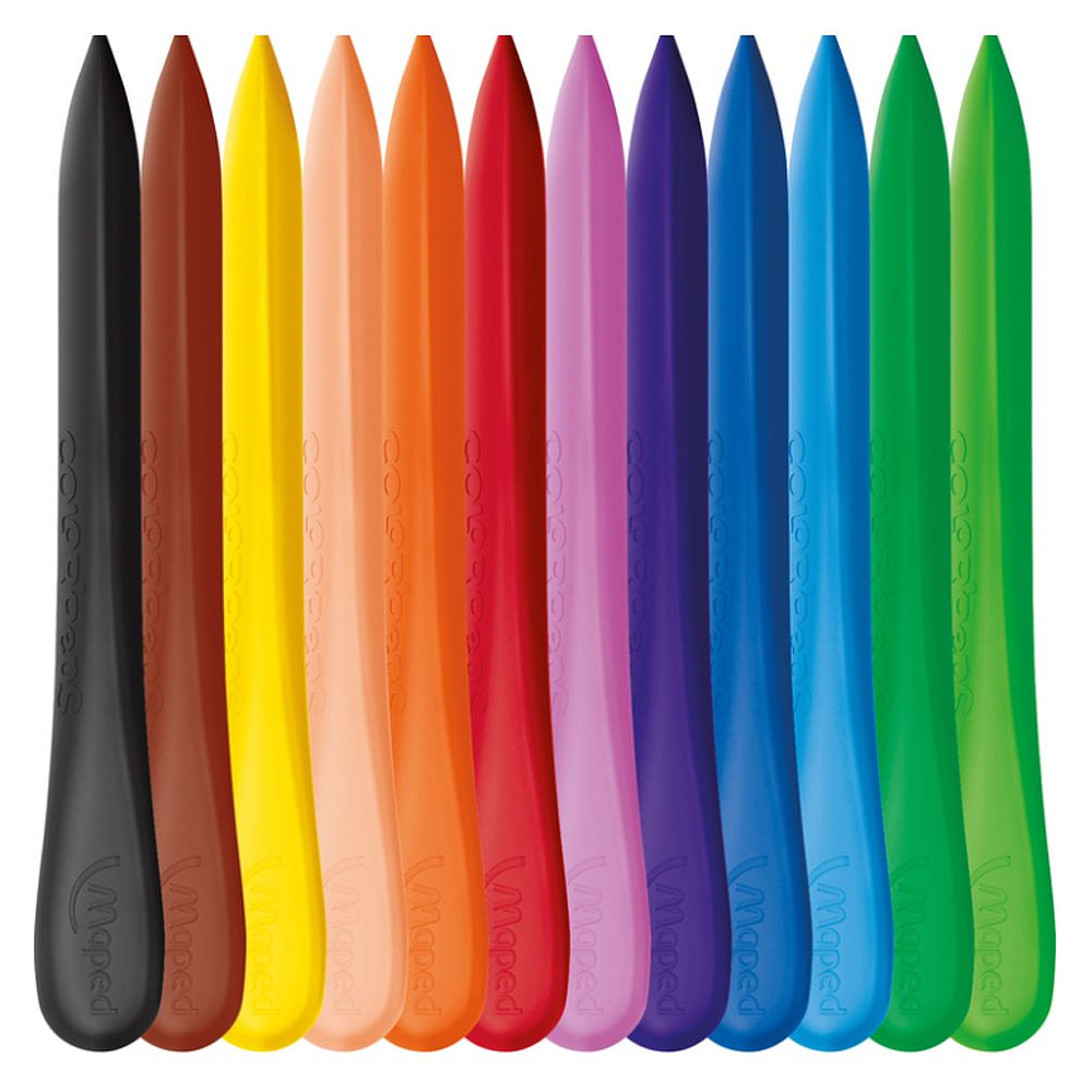 Мелки восковые Maped "Crayon PlastiClean", 12 цветов, ассорти - 2