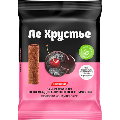 Полоски кондитерские "ЛеХрустье", 100 гр, с ароматом шоколадно-вишневого брауни