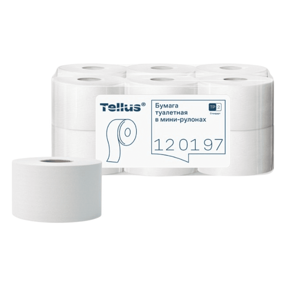 Бумага туалетная Tellus Стандарт ТP2, в мини рулоне, 200 м, 1 слой