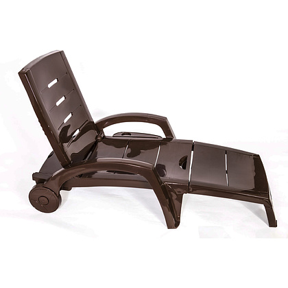 Шезлонг складной на колесах, пластик, шоколадный - 4
