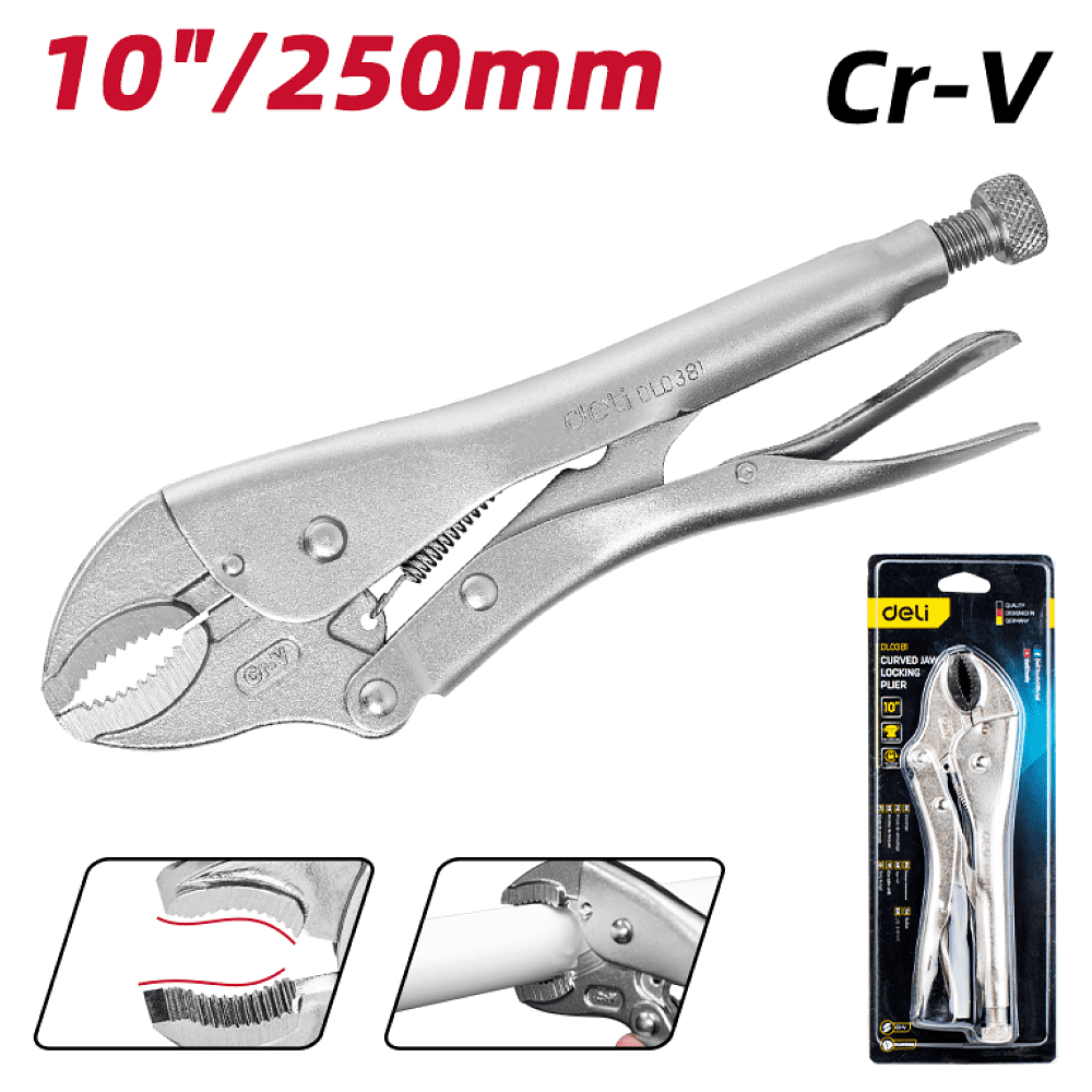 Клещи зажимные Deli YS EDL0381, с фиксатором, 220 мм - 7