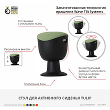 Стул для активного сиденья "Tulip", пластик, черный, голубой