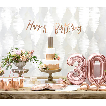 Тарелка бумажная "TPP36-019R", 23 см, 6 шт, розовое золото - 4