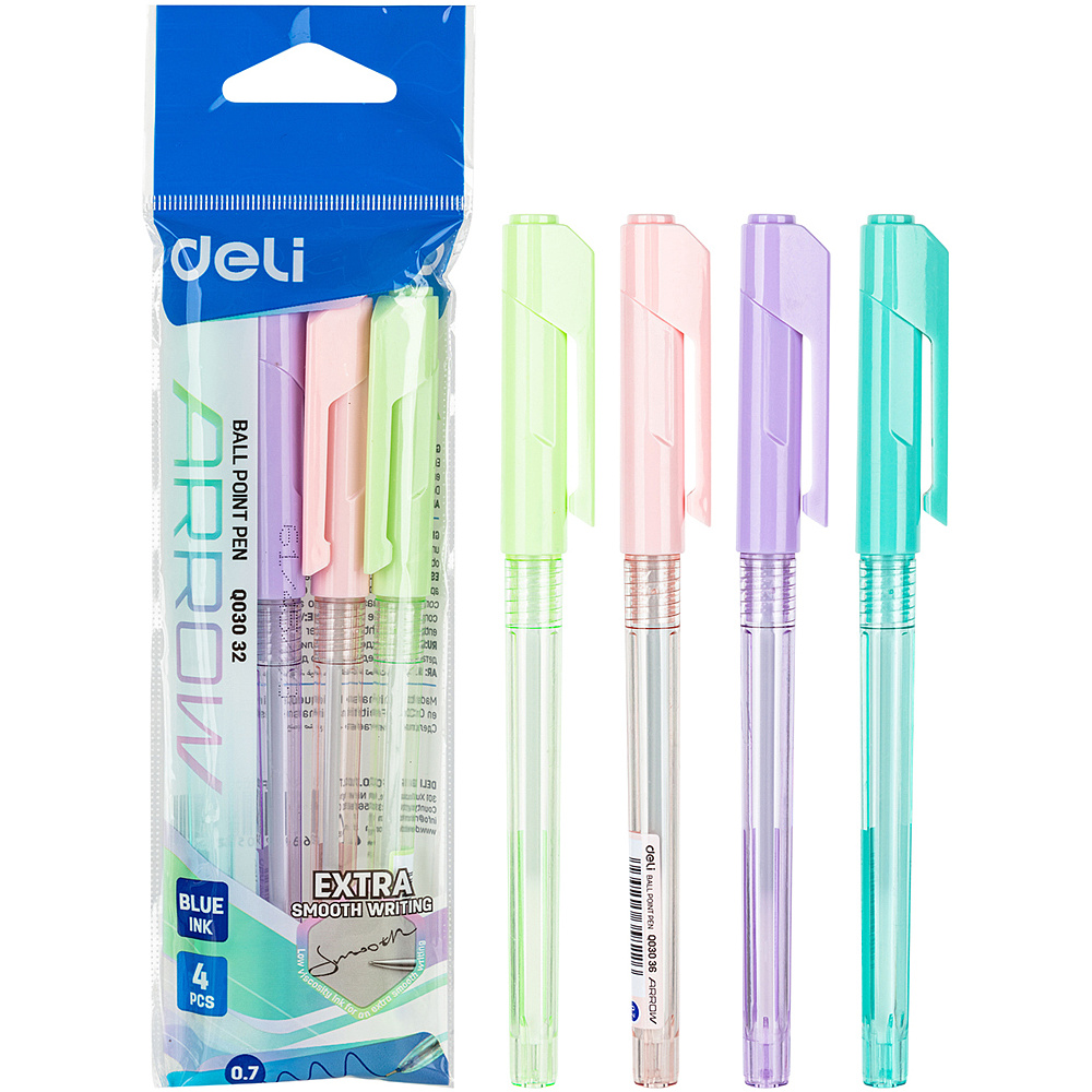 Набор ручек шариковых "Arrow" 0,7 мм., пласт., ассорти, стерж. синий, 4 шт - 5