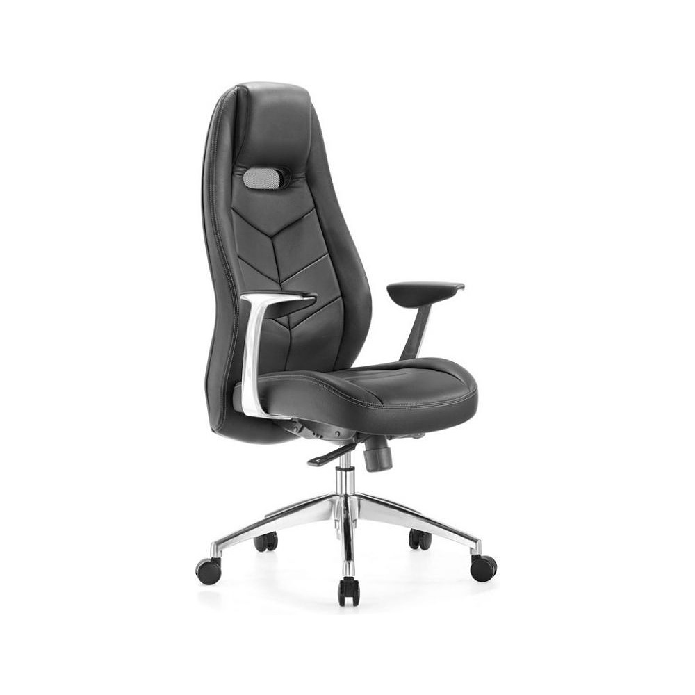 Кресло для руководителя "Бюрократ ZEN", кожа, алюминий, черный