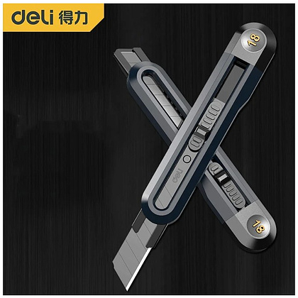 Нож строительный Deli HS EHT4018, 18 мм, Soft Touch, черный - 14