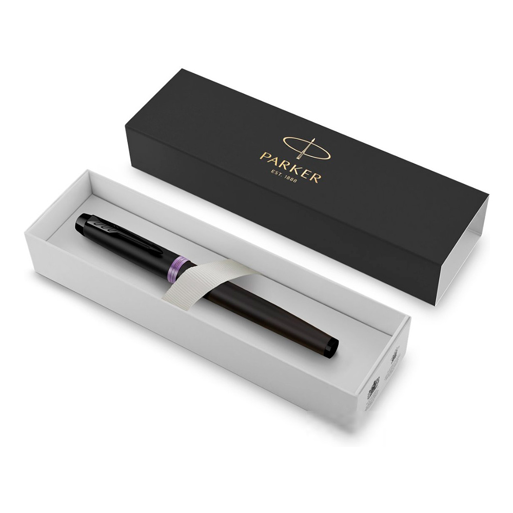 Ручка перьевая Parker "IM Vibrant Rings F315 Amethyst Purple PVD", F, черный, фиолетовый, патрон синий - 6
