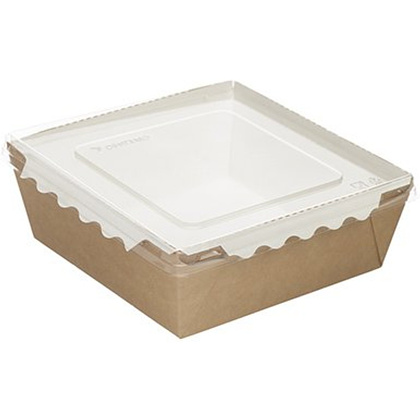 Контейнер бумажный для салата с крышкой, 1200 мл, 150 шт/упак, крафт