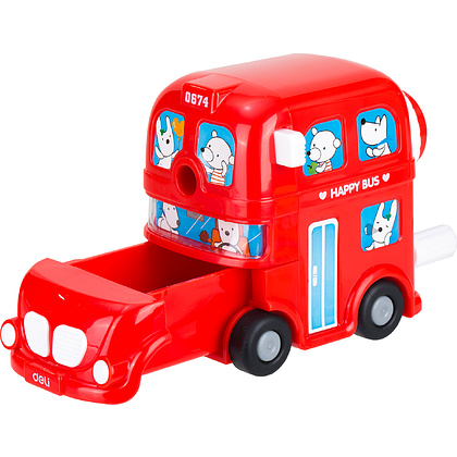 Точилка Deli "Bus", 1 отверстие, ассорти - 5