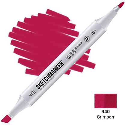 Маркер перманентный двусторонний "Sketchmarker", R40 малиновый