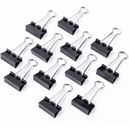 Зажим для бумаг "Deli", 25 мм, 12 штук, черный - 2