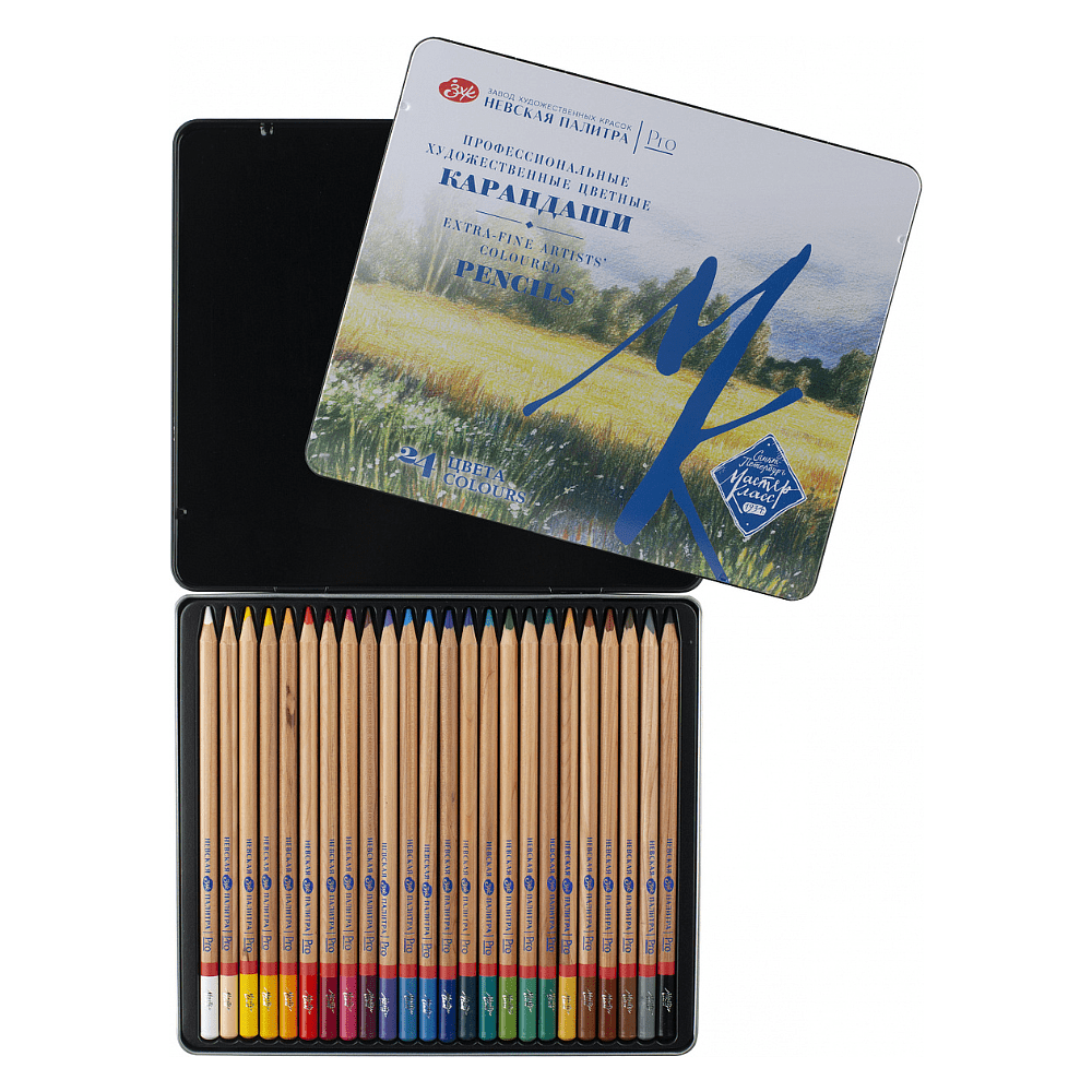 Цветные карандаши "Мастер-Класс", в жестяном пенале, 24 цвета - 4