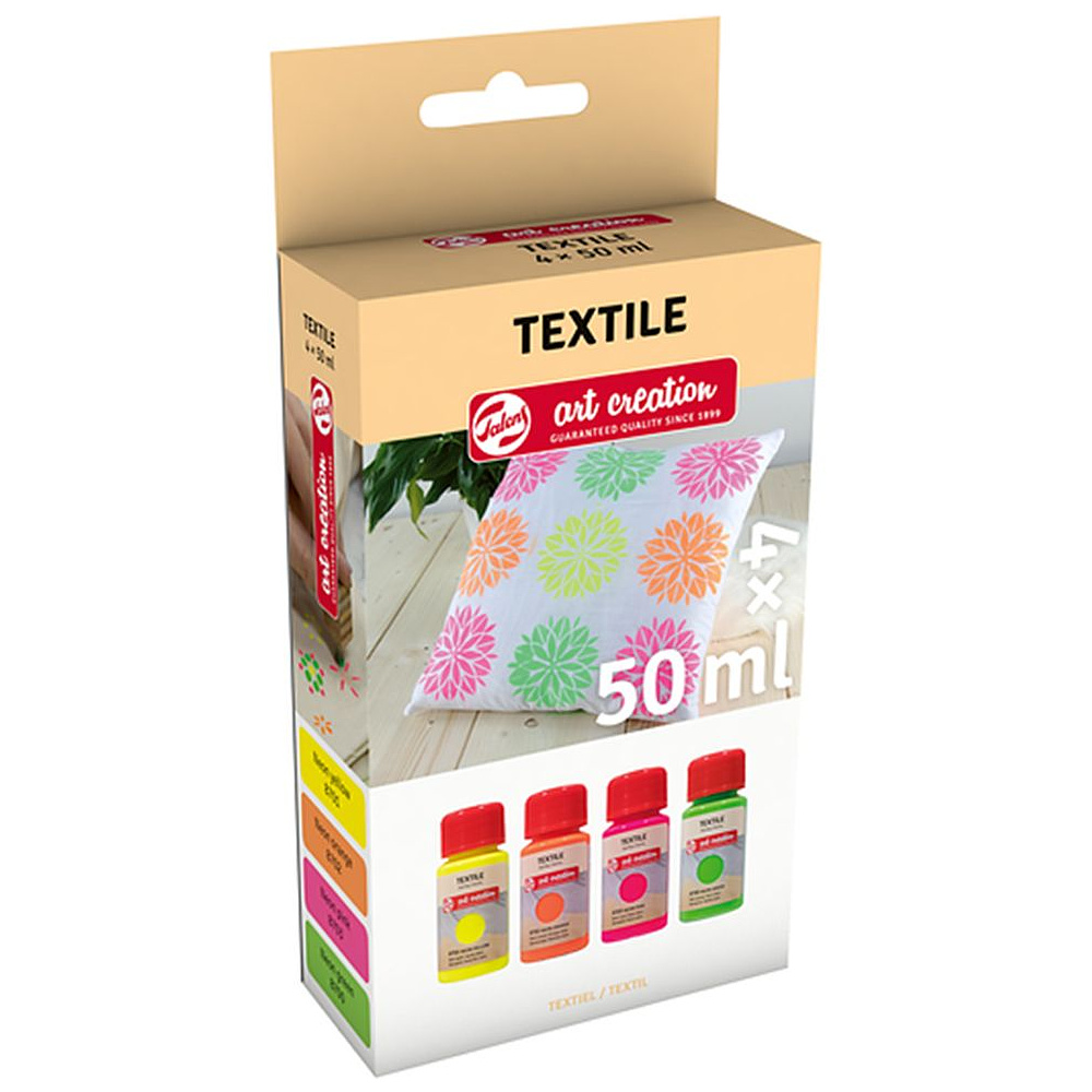Набор красок декоративных "TEXTILE", неоновые цвета, 50 мл, 4 шт.