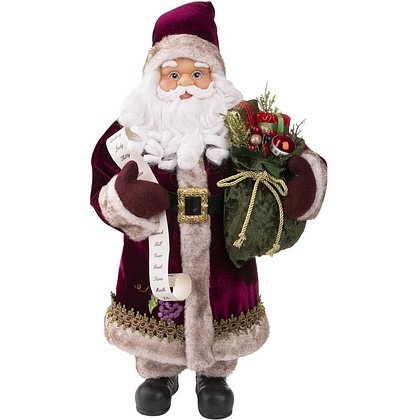 Фигурка новогодняя "Санта-Клаус в бордовом костюме", красный