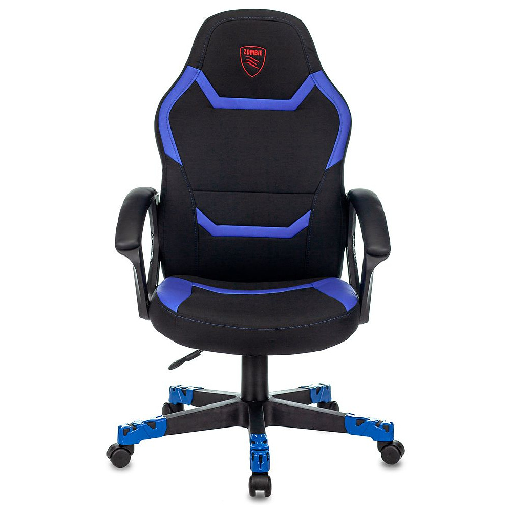 Кресло игровое Бюрократ "Zombie 10", ткань, экокожа, пластик, черный, синий - 2