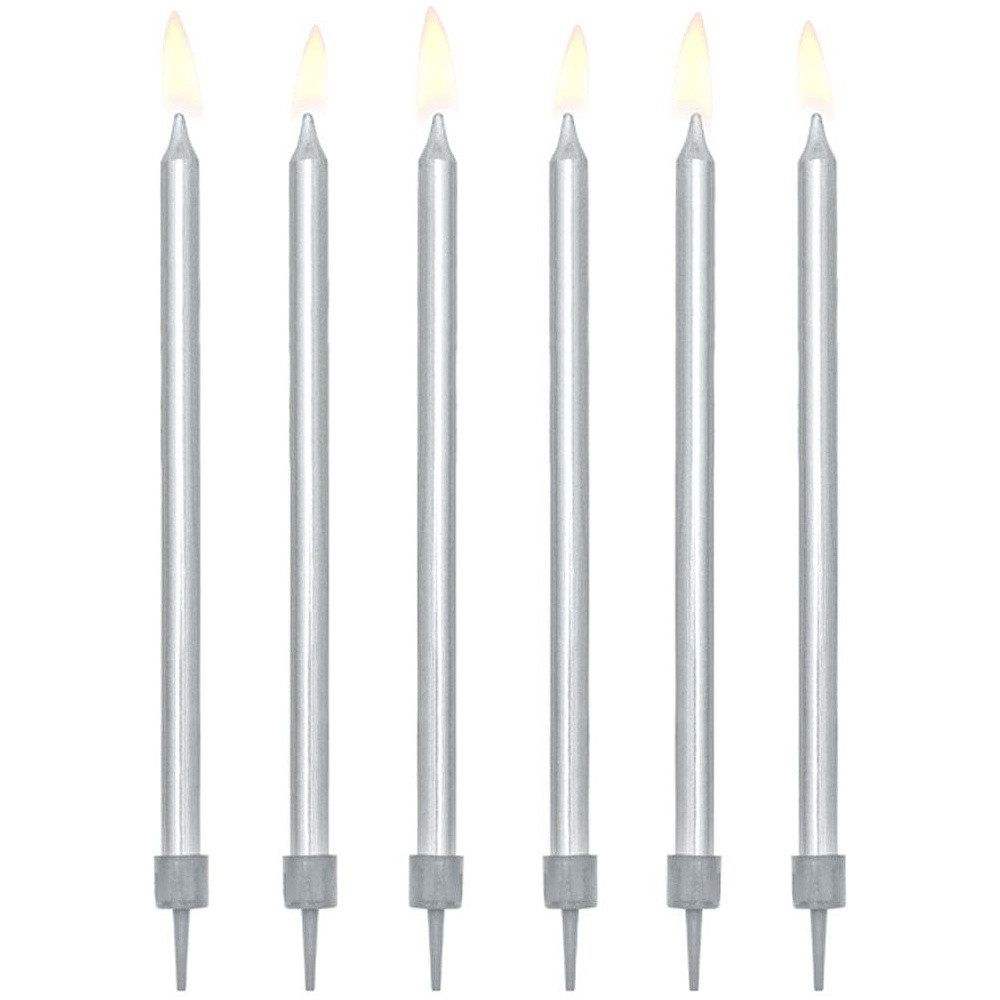 Свеча однотонная, 12 шт, серебристый