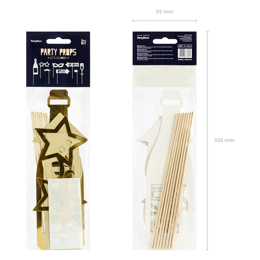 Набор для фотосессии "Давайте праздновать", 8 шт, золотистый - 5