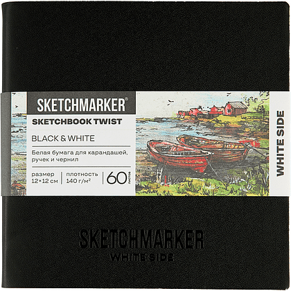 Скетчбук "Sketchmarker Black&White", 12x12 см, 120 листов, черный, белый