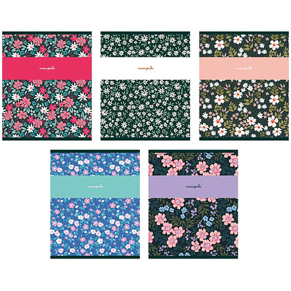 Тетрадь "Цветочный сад", А5, 96 листов, клетка, ассорти