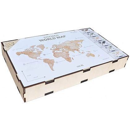 Декор на стену "Карта мира" многоуровневый на стену, L 3145, натуральный, 60x105 см - 5
