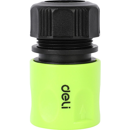 Соединитель-коннектор для шлангов Deli GS EDL8793, 1/2", быстросъемный с аквастопом, черный, зеленый