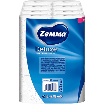 Бумага туалетная Zemma Deluxe, 24 рулона, 3 слоя, белый - 4