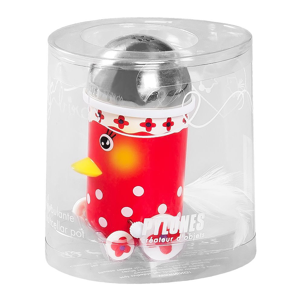 Солонка "Rolling Birds", металл, пластик, красный, белый - 3