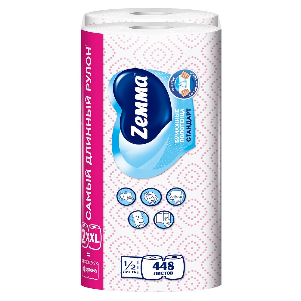 Полотенца бумажные  Zemma XXL, 2 рул, 2 слоя, декор - 3