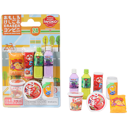 Набор ластиков "IWAKO Drink & Snack Food", блистер