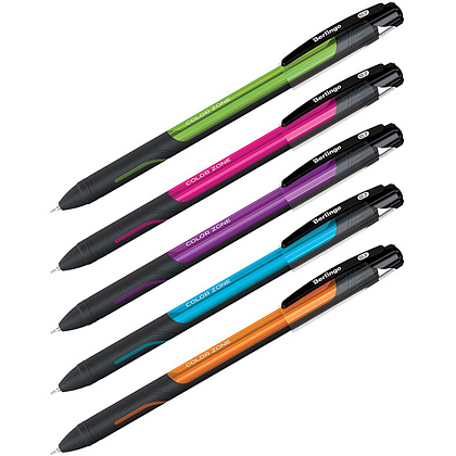 Ручка шариковая "Berlingo Color Zone stick", 0.5 мм, ассорти, стерж. синий