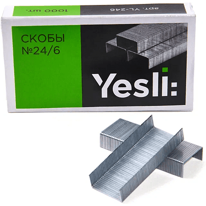 Скоба "Yesli:", 24/6, 1000 шт, металлик - 2