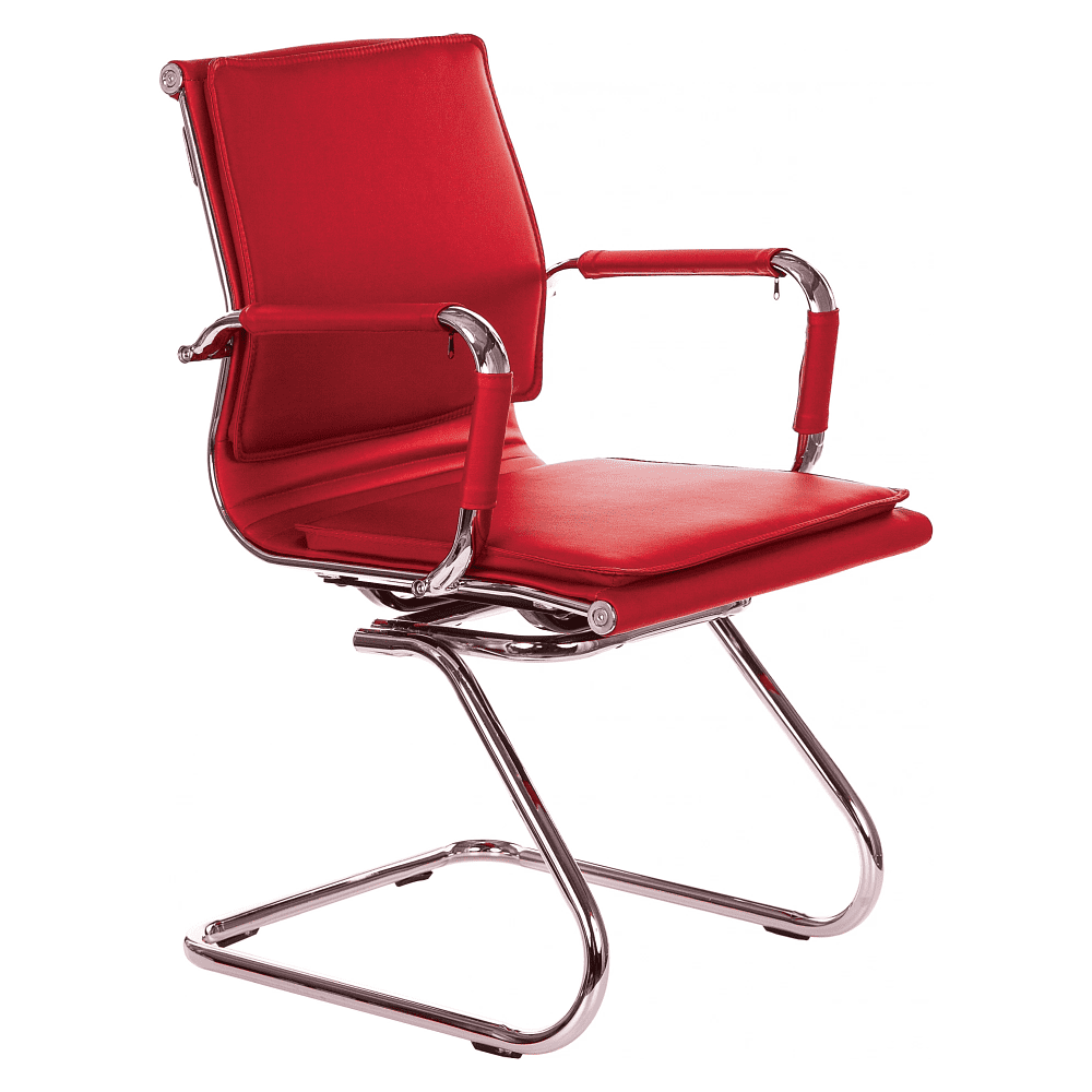 Кресло на полозьях "Бюрократ Ch-993-Low-V", экокожа, красный, металл хром