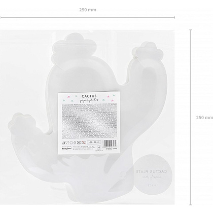 Тарелка бумажная "Кактус", 23х24 см, 6 шт, мятный - 7