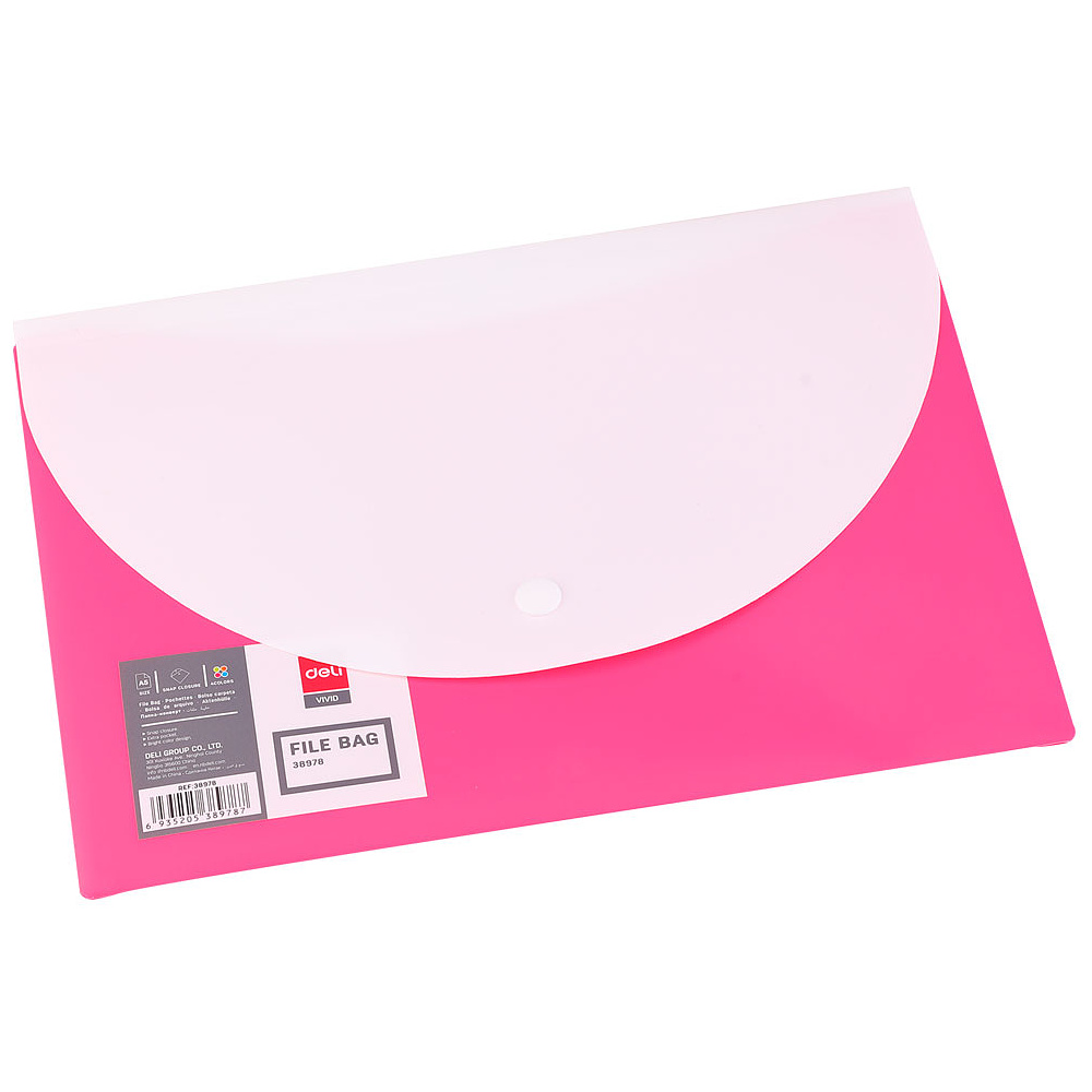 Папка-конверт на кнопке "Deli", A5, ассорти - 3