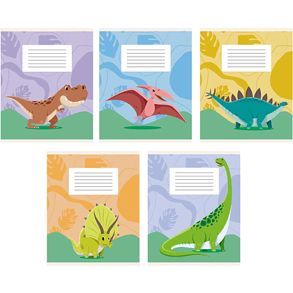 Тетрадь "Динозаврики", А5 12 листов, клетка, ассорти 