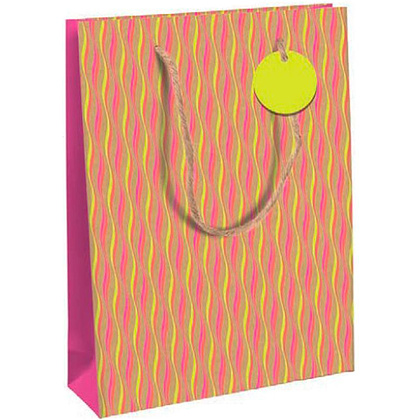 Пакет бумажный подарочный "Neon", 26.5x14x33 см, разноцветный