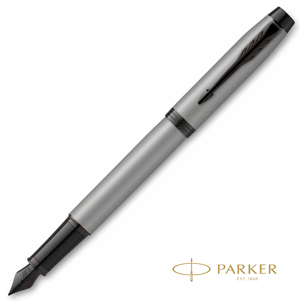 Ручка перьевая Parker "IM Achromatic F317", F, серый, черный, патрон синий