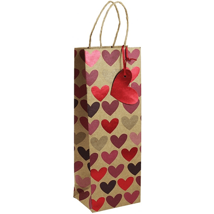Пакет бумажный подарочный "Heart kraft", 12,7x9x35,5 см