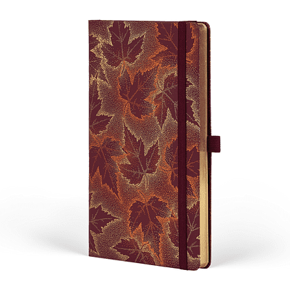 Блокнот "Foliage maple", А5, 96 листов, линейка, на резинке, красный