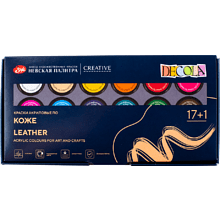 Краска акриловая по коже "Декола", набор 17 цветов