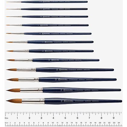 Кисть "Escoda Chronos", микс, круглая, на короткой ручке, № 2 - 3