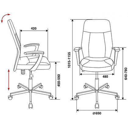 Кресло для персонала "Бюрократ CH-605", экокожа, металл, черный - 5