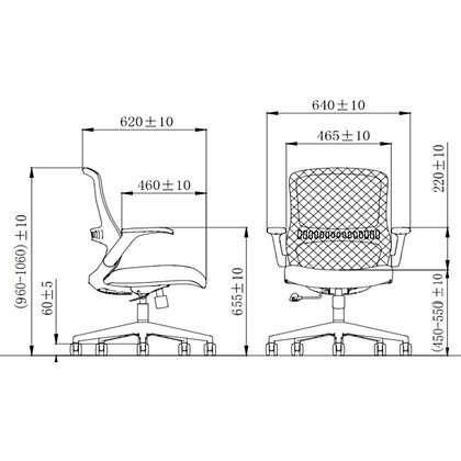 Кресло для персонала SitZone CH-526B сетка, ткань, пластик, черный - 6